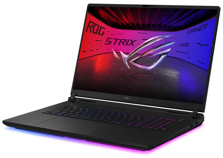 ROG Strix gaming laptop with RGB lighting